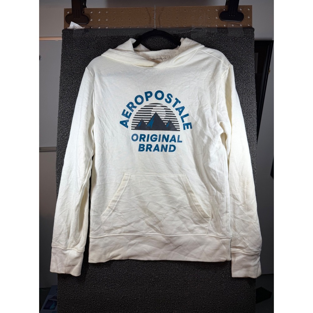 Aeropostale Hoodie Mens XS White Graphic Mountain Original Brand Pullover